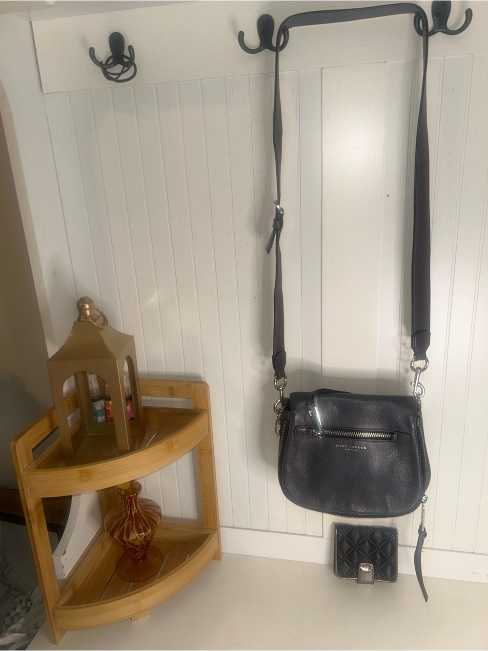 Marc Jacobs Black Leather Crossbody Bag + Quilted Wallet 2 Piece Set